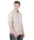 Living Legend Men Beige Plain Cotton Slim Fit Full Sleeve Casual Shirt