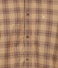 Living Legend Men Khaki Brown Checked Cotton Slim Fit Half Sleeve Casual Shirt
