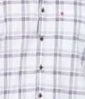 Living Legend Men White Grey Checked Cotton Slim Fit Half Sleeve Casual Shirt