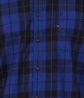 Living Legend Men Blue Black Checked Cotton Slim Fit Full Sleeve Casual Shirt