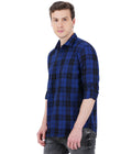 Living Legend Men Blue Black Checked Cotton Slim Fit Full Sleeve Casual Shirt
