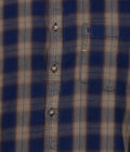 Living Legend Men Navy Brown Checked Cotton Slim Fit Full Sleeve Casual Shirt