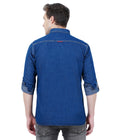Living Legend Men Denim Dark Indigo Plain Cotton Slim Fit Full Sleeve Casual Shirt