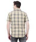 Living Legend Men Beige Black Checked Cotton Slim Fit Half Sleeve Casual Shirt