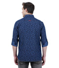 Living Legend Men Indigo Navy Printed Cotton Slim Fit Full Sleeve Casual Shirt