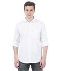 Living Legend Men White Plain Cotton Slim Fit Full Sleeve Casual Shirt