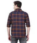 Living Legend Men Brown Navy Checked Cotton Slim Fit Full Sleeve Casual Shirt