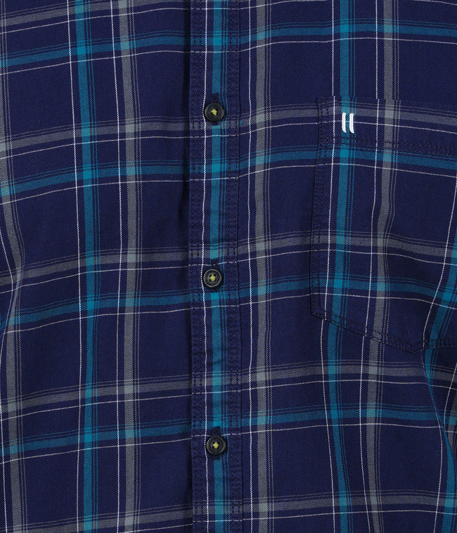Living Legend Men Navy Green Checked Cotton Slim Fit Full Sleeve Casual Shirt