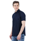 Living Legend Men Navy Plain Cotton Slim Fit Half Sleeve Casual Shirt
