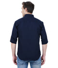 Living Legend Men Navy Plain Cotton Slim Fit Full Sleeve Casual Shirt