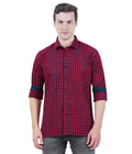 Living Legend Men Red Black Checked Cotton Slim Fit Full Sleeve Casual Shirt