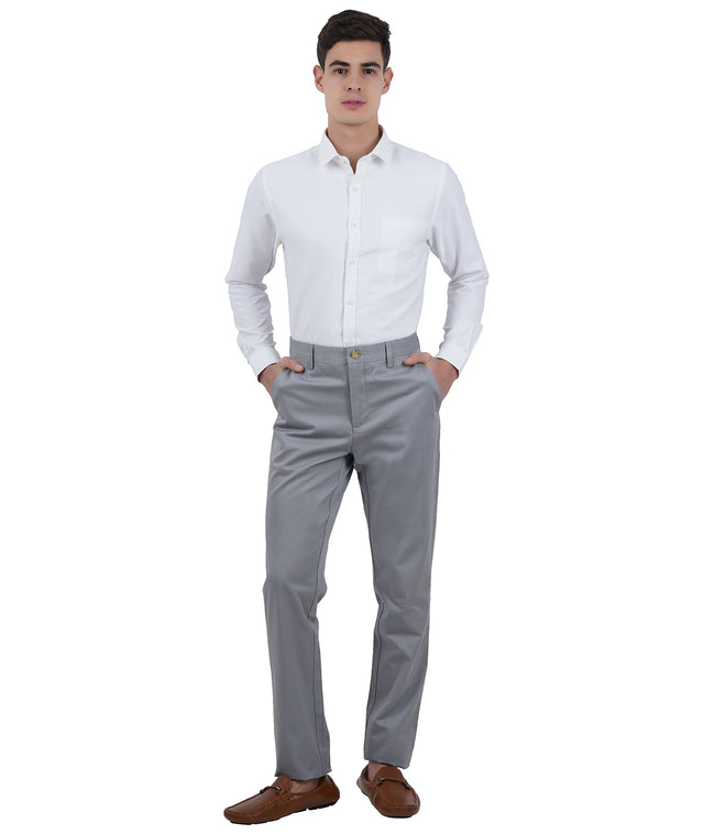 Living Legend Men Ash Twill slim fit Mid Rise Casual Trouser