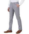 Living Legend Men Cadet Grey Dobby Slim fit Low Rise Stretch Casual Trouser