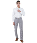 Living Legend Men Cadet Grey Dobby Slim fit Low Rise Stretch Casual Trouser