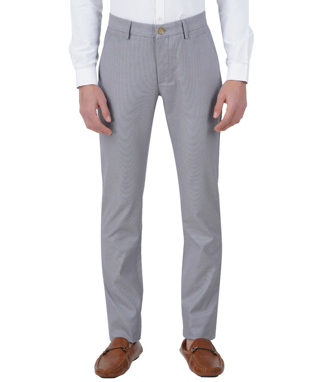 Living Legend Men Cadet Grey Dobby Slim fit Low Rise Stretch Casual Trouser