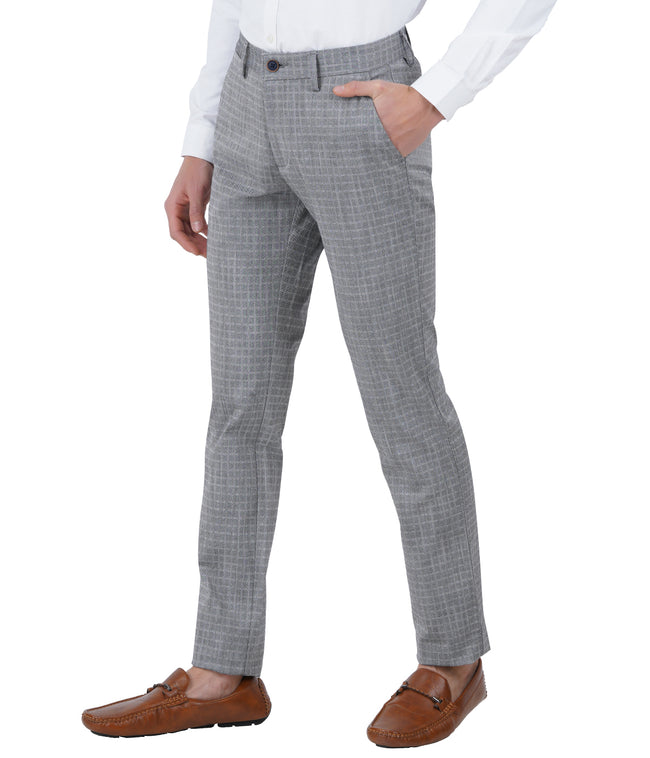 Living Legend Men Black Olive Checks Slim fit Low Rise Stretch Casual Trouser