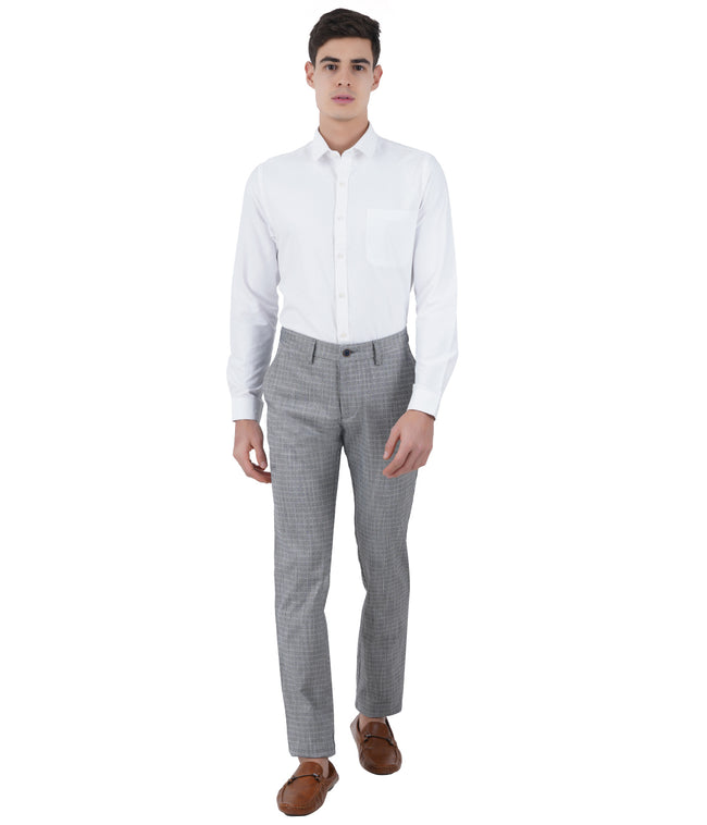 Living Legend Men Black Olive Checks Slim fit Low Rise Stretch Casual Trouser
