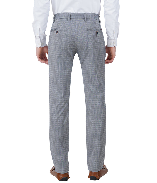 Living Legend Men Prussian Blue checks Slim fit Low Rise Stretch Casual Trouser