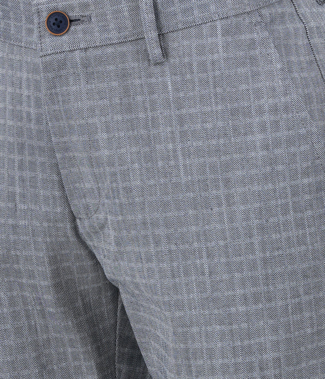 Living Legend Men Prussian Blue checks Slim fit Low Rise Stretch Casual Trouser