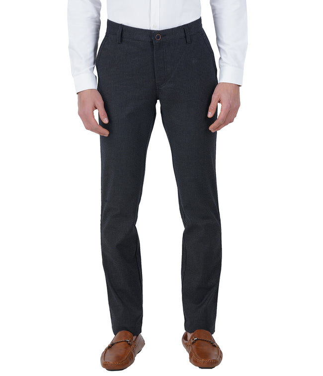 Living Legend Men Charcoal checks Slim fit Low Rise Stretch Casual Trouser
