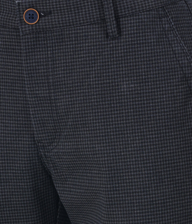 Living Legend Men Charcoal checks Slim fit Low Rise Stretch Casual Trouser