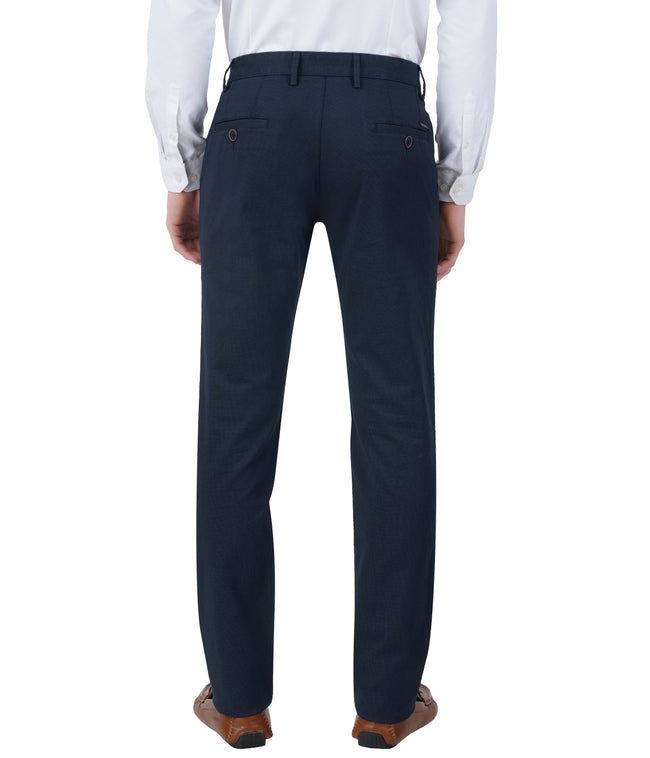 Living Legend  Men Oxford Blue Printed Slim fit Low Rise Stretch Casual Trouser