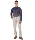 Living Legend Men Ivory Printed Slim fit Low Rise Stretch Casual Trouser
