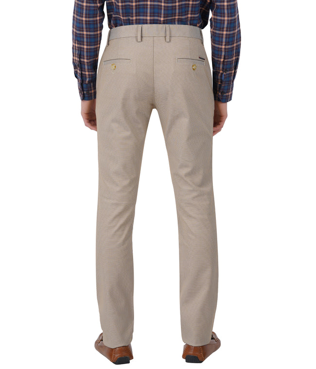 Living Legend Men Wheat Dobby Slim fit Low Rise Stretch Casual Trouser
