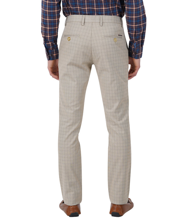 Living Legend Men Sand Castle checks Slim fit Low Rise Stretch Casual Trouser