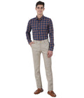 Living Legend Men Sand Castle checks Slim fit Low Rise Stretch Casual Trouser