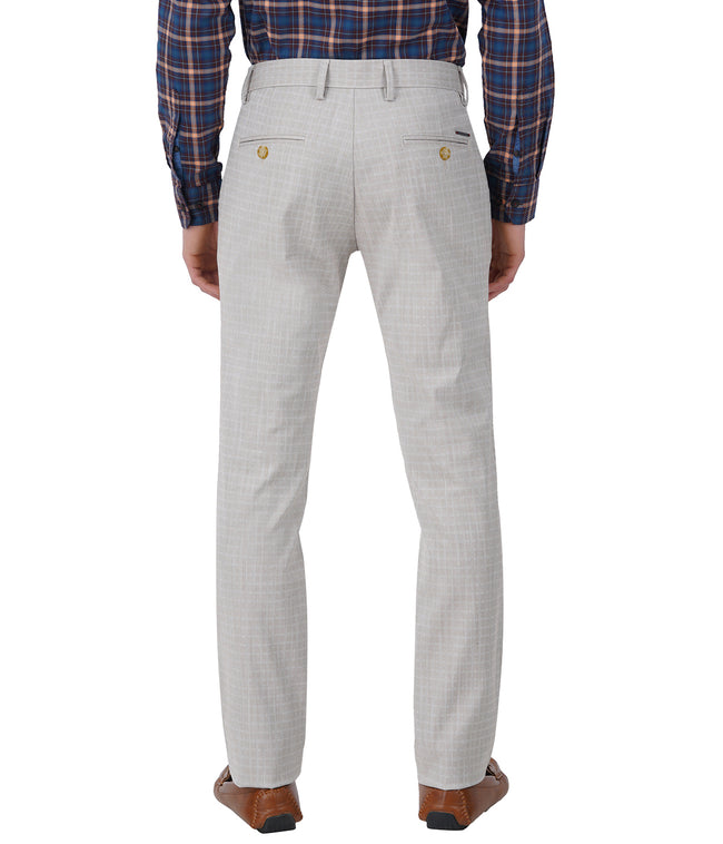 Living Legend Men Almond checks Slim fit Low Rise Stretch Casual Trouser