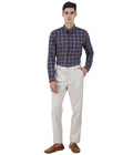 Living Legend Men Ivory Twill slim fit Mid Rise Casual Trouser