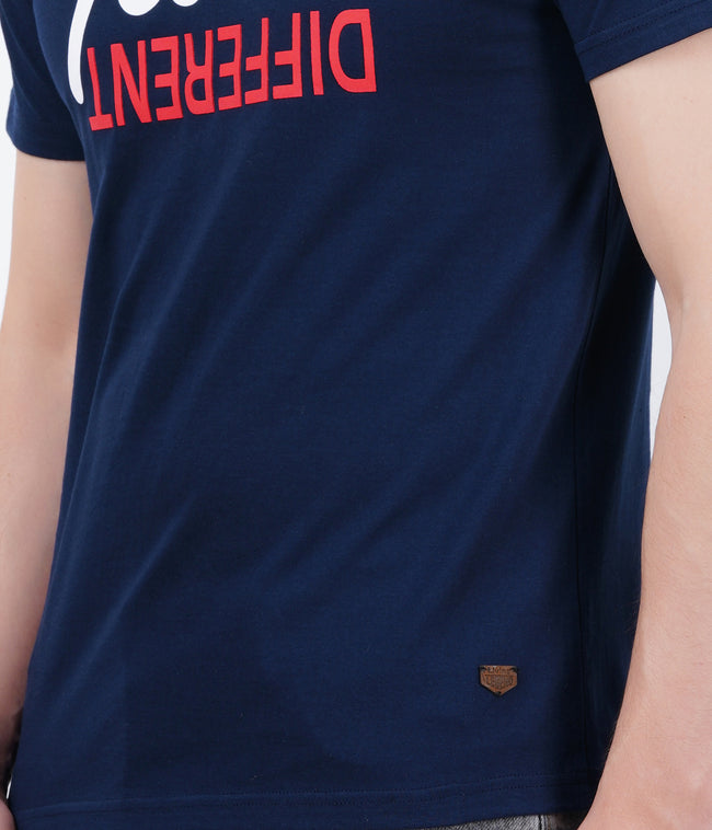 Living Legend Men Navy Slim Fit Round Neck T - Shirt