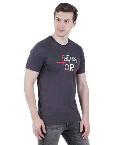 Living Legend Men Dark Grey Slim Fit Round Neck T - Shirt