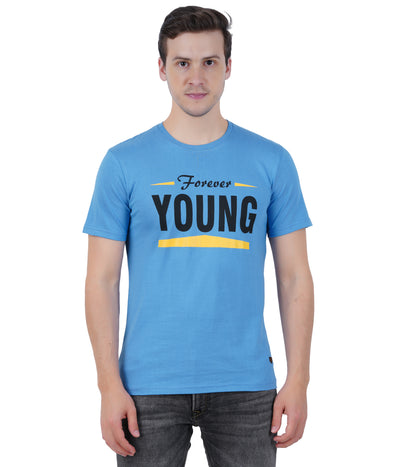 Living Legend Men Light Blue Slim Fit Round Neck T - Shirt
