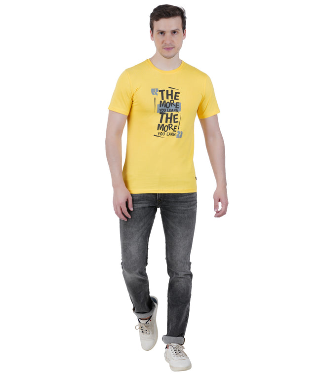Living Legend Men Yellow Slim Fit Round Neck T - Shirt