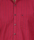 Living Legend Men Mud Red Striped Cotton Slim Fit Half Sleeve Casual Shirt