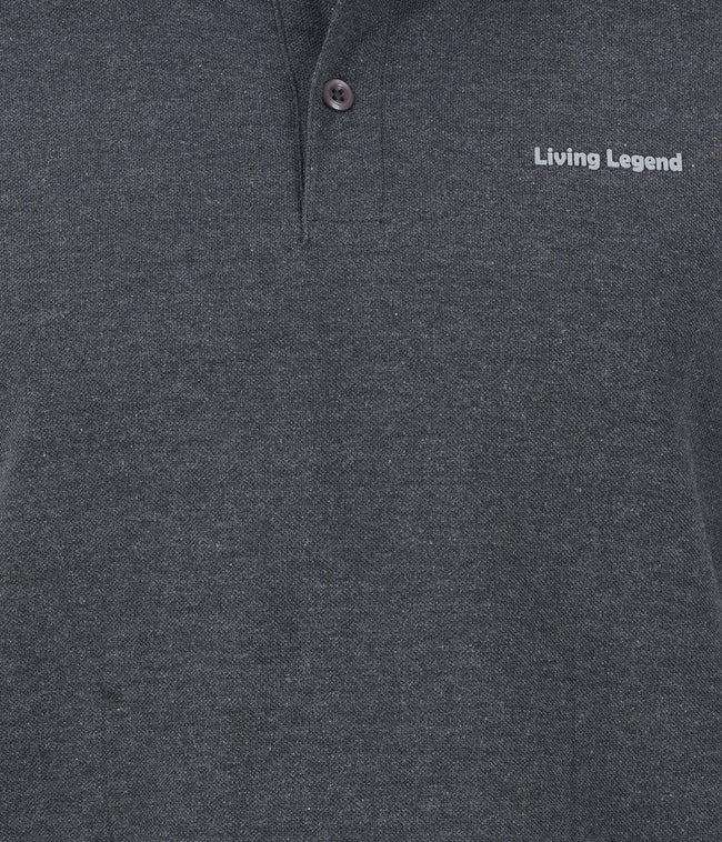 Living Legend  Men Dark Grey Slim Fit Polo T - Shirt