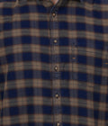 Living Legend Men Navy Brown Checked Cotton  Slim Fit Half Sleeve  Casual Shirt