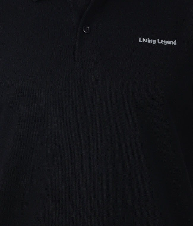 Living Legend  Men Black Slim Fit Polo T - Shirt