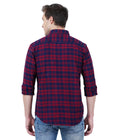 Living Legend Men Red Navy Checked Cotton Slim Fit Full Sleeve Casual Shirt