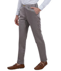 Living Legend Men Taupe Grey Satin slim fit Mid Rise Casual Trouser