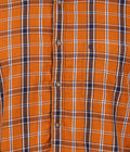 Living Legend Men Mud Orange Navy Checked Cotton Slim Fit Full Sleeve Casual Shirt
