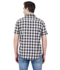 Living Legend Men White Maroon Checked Cotton Slim Fit Half Sleeve Casual Shirt