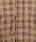 Living Legend Men Khaki Brown Checked Cotton Slim Fit Full Sleeve Casual Shirt