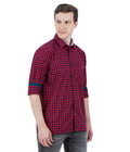 Living Legend Men Red Black Checked Cotton Slim Fit Full Sleeve Casual Shirt