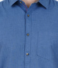 Living Legend Men Mid Blue Plain Cotton Slim Fit Half Sleeve Casual Shirt