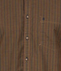Living Legend Men Olive Brown Striped Cotton Slim Fit Half Sleeve Casual Shirt