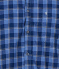 Living Legend Men Light Blue Navy Checked Cotton Slim Fit Half Sleeve Casual Shirt