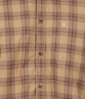 Living Legend Men Khaki Brown Checked Cotton Slim Fit Half Sleeve Casual Shirt